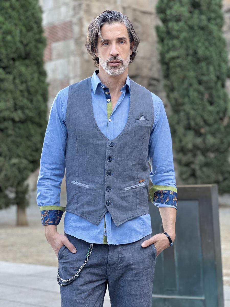 Chaleco Alien Dino Acero | Aragaza - Votre chemise faite à Barcelone - Mode de Barcelone - Chemises de qualité