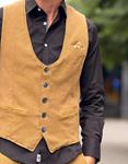 Chaleco Piero Tencel Mostaza | Aragaza - Tu estilo hecho en Barcelona - Barcelona Fashion - Camisas de Calidad