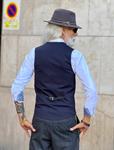 Chaleco Arami Azul | Aragaza - Tu estilo hecho en Barcelona - Barcelona Fashion - Camisas de Calidad