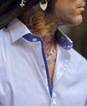 Camisa Blanca Cozzo puño detalles en Azul | Aragaza - Tu estilo hecho en Barcelona - Barcelona Fashion - Camisas de Calidad