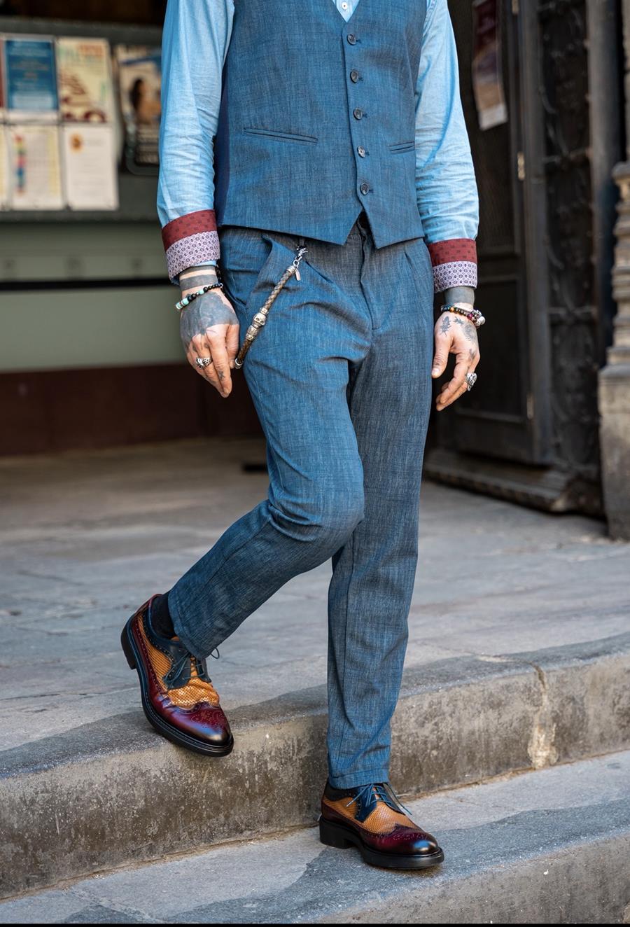 Pantalón Rob azul | Aragaza - Tu estilo hecho en Barcelona - Barcelona Fashion - Camisas de Calidad