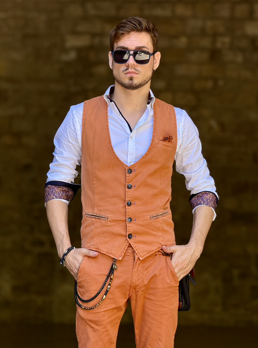 Chaleco Bcn Af Naranja Quemado | Aragaza - Tu estilo hecho en Barcelona - Barcelona Fashion - Camisas de Calidad