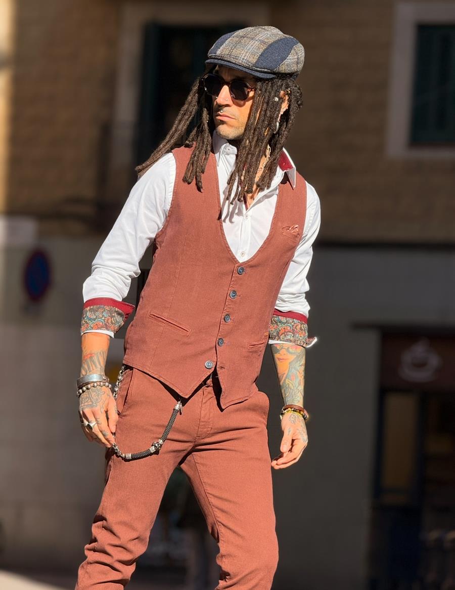 Chaleco Piero Tencel Marrón | Aragaza - Tu estilo hecho en Barcelona - Barcelona Fashion - Camisas de Calidad