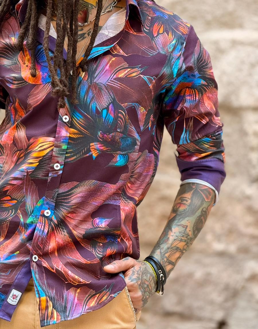 Camisa Goldfish Azul | Aragaza - Els teus estils fets a Barcelona - Moda Barcelona - Samarretes de qualitat
