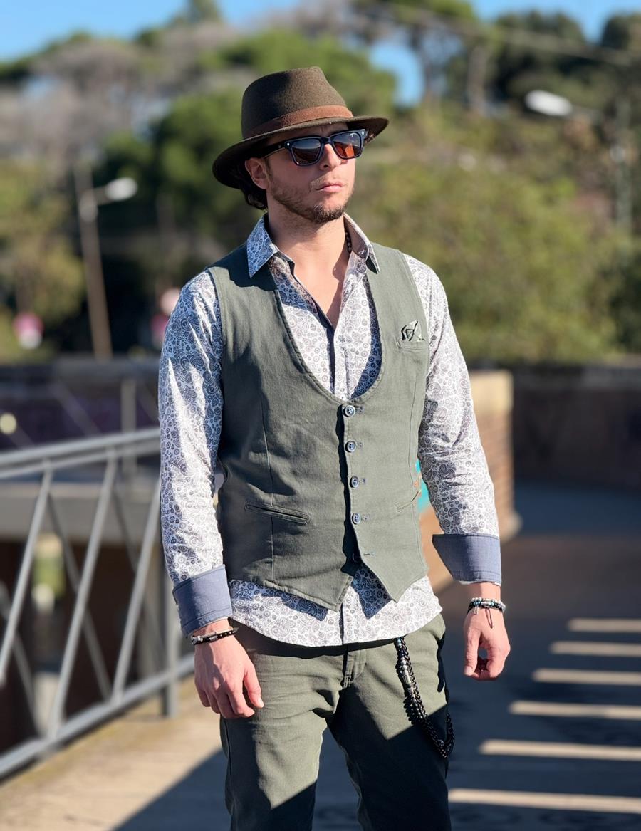Chaleco Piero Tenzel Kaki | Aragaza - Tu estilo hecho en Barcelona - Barcelona Fashion - Camisas de Calidad