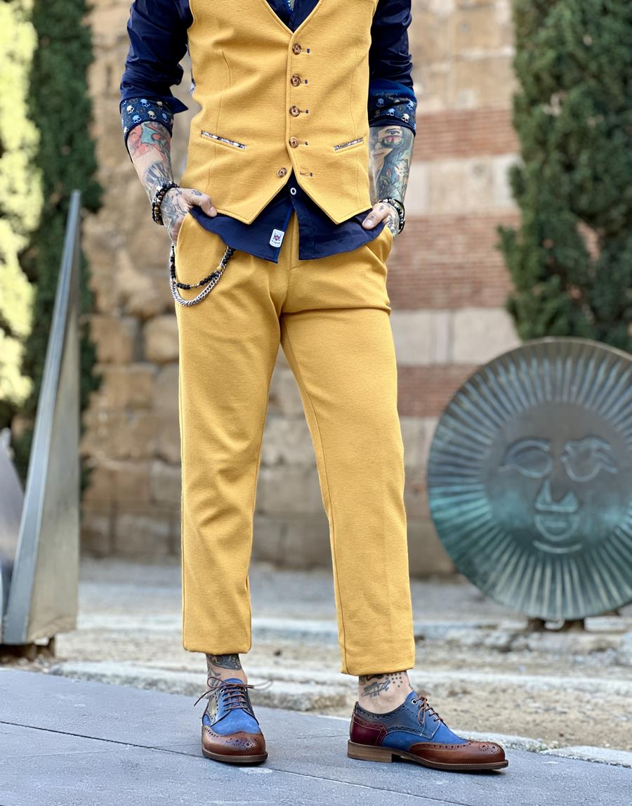 Pantalón Oro Ocre | Aragaza - Tu estilo hecho en Barcelona - Barcelona Fashion - Camisas de Calidad