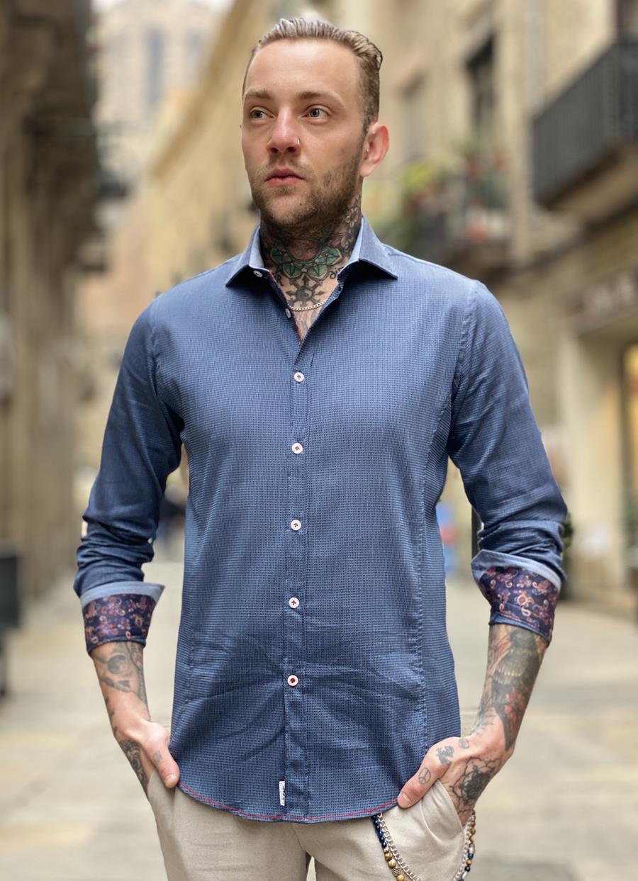 Camisa Fossa Azul | Aragaza - Tu estilo hecho en Barcelona - Barcelona Fashion - Camisas de Calidad