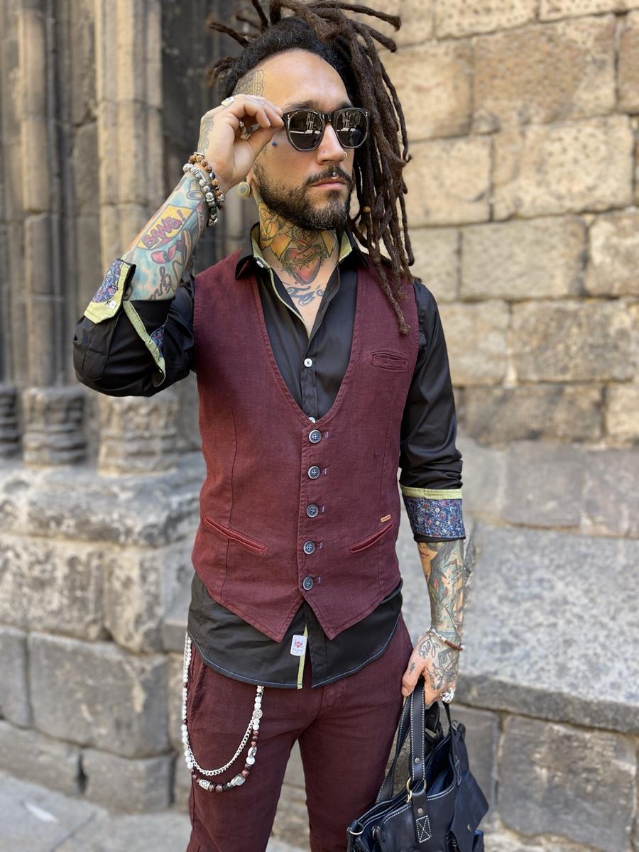 Chaleco Maximo Ima Granate | Aragaza - Tu estilo hecho en Barcelona - Barcelona Fashion - Camisas de Calidad