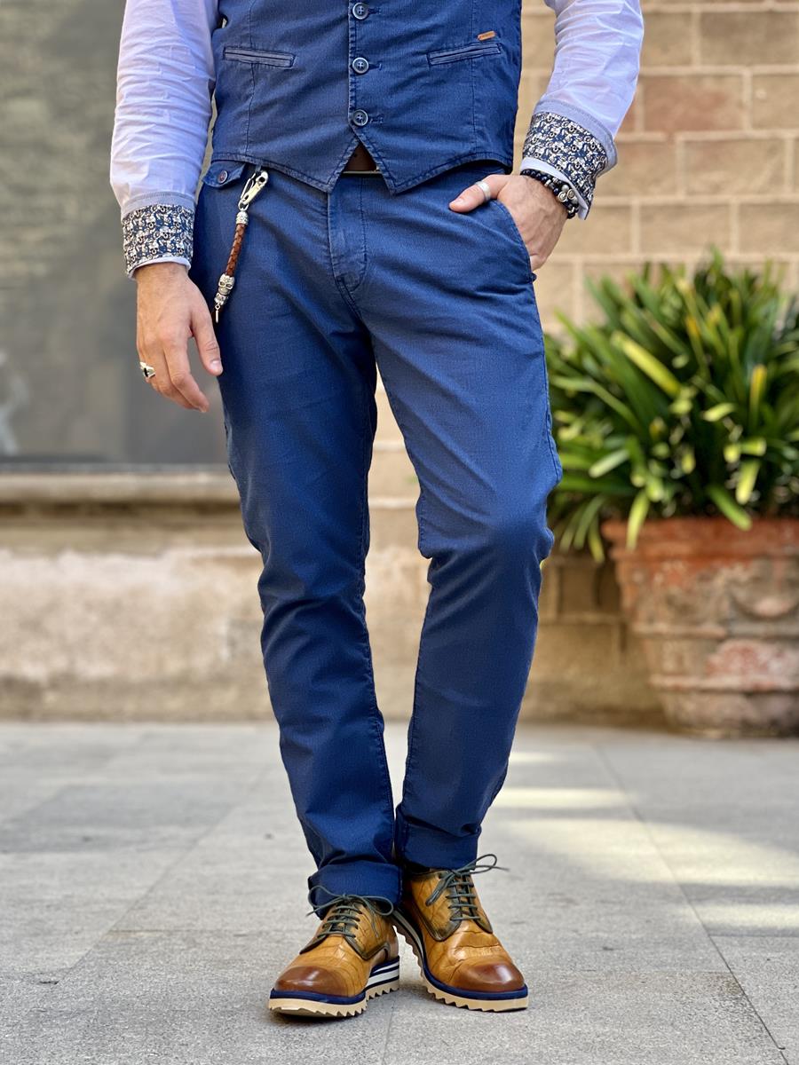 Pantalón Enzo Cobalto V24 | Aragaza - Tu estilo hecho en Barcelona - Barcelona Fashion - Camisas de Calidad