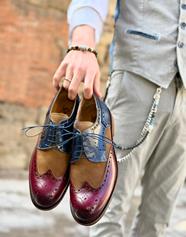 Zapatos 7949H2 Burdeos/Azul  | Aragaza - Els teus estils fets a Barcelona - Moda Barcelona - Samarretes de qualitat